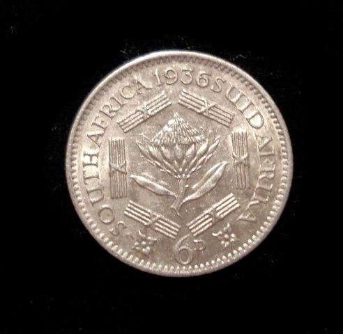1936 GEOV SIXPENCE AUNC