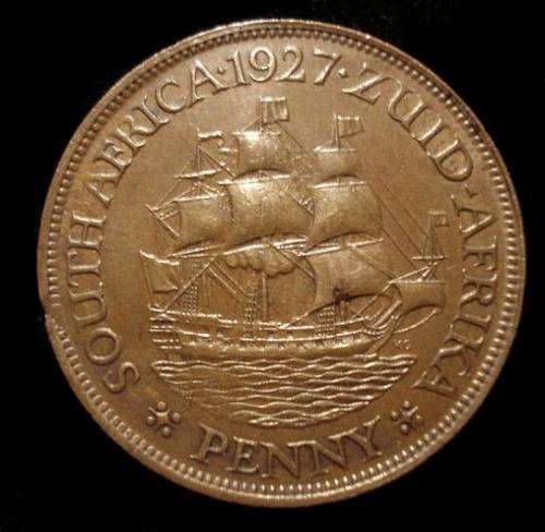 1927 GEOV PENNY AUNC - Discounted due to mint press ejector mark on rim