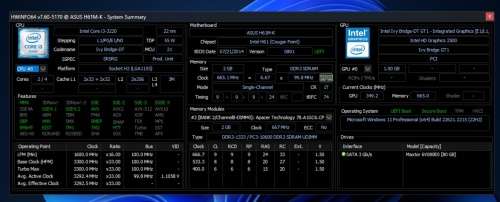 Asus H61M-K motherboard + Intel i3 3.3GHz CPU + Samsung 2GB RAM + Maxtor 80GB HDD + Windows 11 Pro