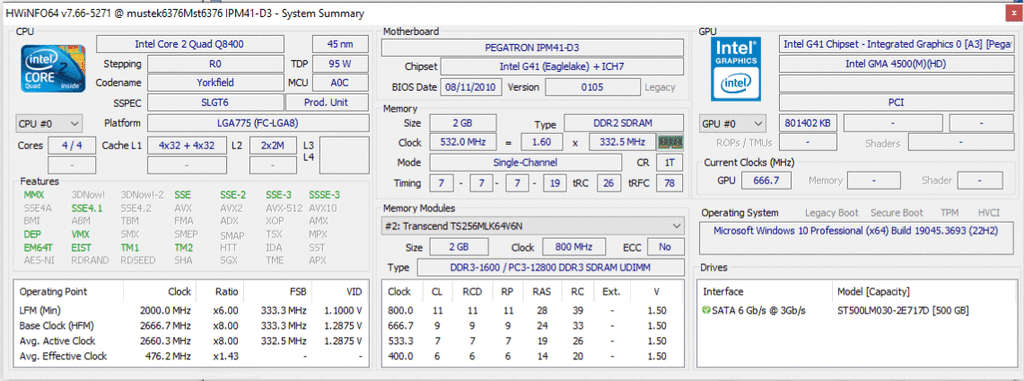 Intel G41 DDR3 motherboard + Intel Core2Quad Q8400 CPU | Up to 8GB RAM | FSB 1333