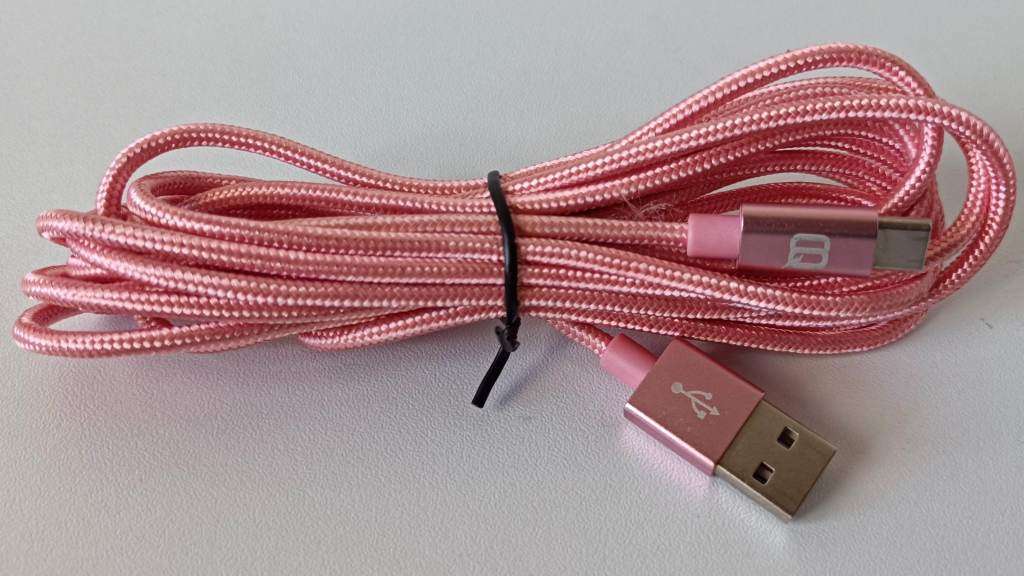 3M USB-A to USB-C cable braided pink