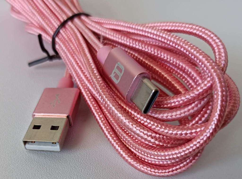 3M USB-A to USB-C cable braided pink