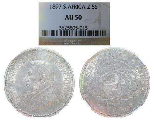 ZAR  1897 HALF CROWN NGC AU50 - For Kobie