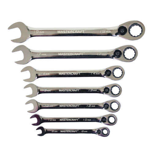 MASTERCRAFT 7PC RATCHETING SPANNER SET