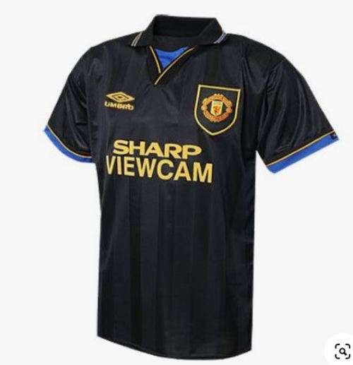 93-95 Manchester United Away Jersey Black - Large (Retro)