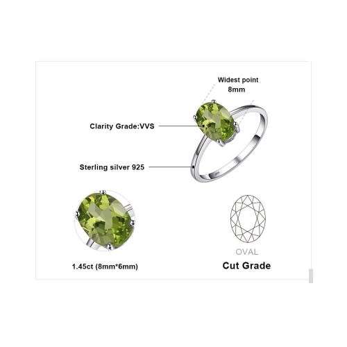 Oval 1.4ct Natural Green Peridot Birthstone Solitaire Ring. Size N
