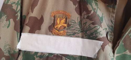 Pre-1994 : SAP Reaction Unit No. 9 (Port Natal) Embroidered Camouflage Bush Jacket .