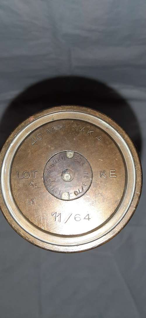 ** ORIGINAL- SADF 40 mm MK4 Bofors Anti-Aircraft Brass Shell (Dated : 1964). **