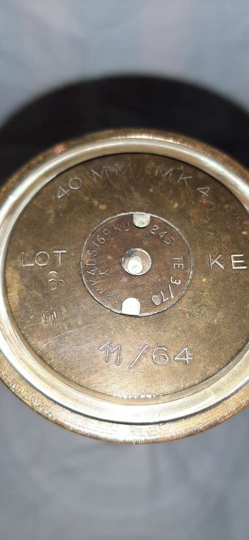 ** ORIGINAL- SADF 40 mm MK4 Bofors Anti-Aircraft Brass Shell (Dated : 1964). **