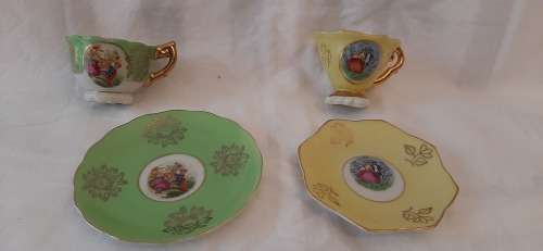 ** STUNNING- Miniature German/Austrian Fine Bone China Demitasse Duo`s. **
