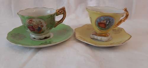 ** STUNNING- Miniature German/Austrian Fine Bone China Demitasse Duo`s. **