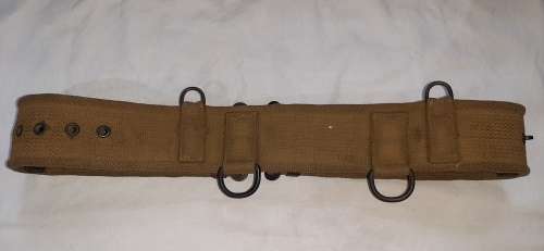 ** Rhodesian Bush War : Pre-1969 Olive Green D-Ring Suspension Web Belt (Complete).**