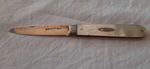 ** STUNNING- Atkin and Oxley , George III (1794) .925 Silver and Mother of Pearl Knife (14cm).**