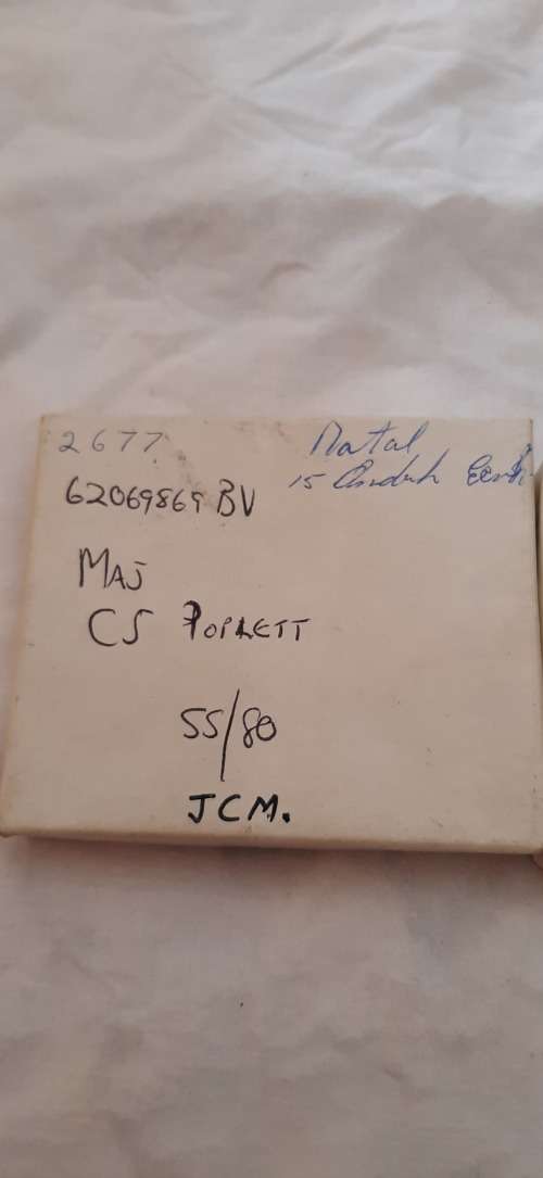 ** John Chard Medal Numbered 2677 in Box w/ Miniature att. Major C.S. Poplett (Lot #4).**