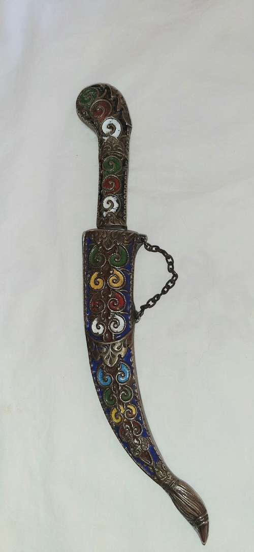 ** STUNNING-  20th Century Indo-Persian Pesh Kabz / Koftgiri Dagger with Scabbard (21cm).**