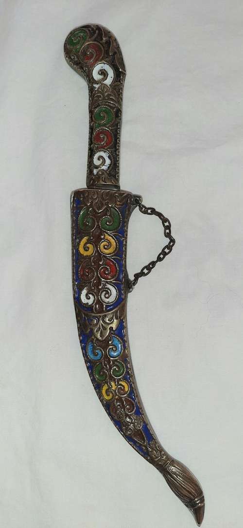 ** STUNNING-  20th Century Indo-Persian Pesh Kabz / Koftgiri Dagger with Scabbard (21cm).**
