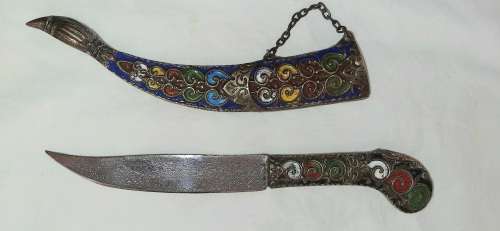 ** STUNNING-  20th Century Indo-Persian Pesh Kabz / Koftgiri Dagger with Scabbard (21cm).**