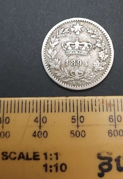 ** ORIGINAL- 1894 Italy 20 Centesimi Coin .**