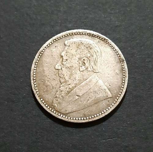 ** 1892 Z.A.R. Silver Kruger 6 Pence Coin (VF / F) .**
