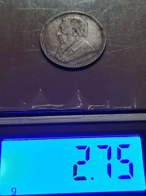 ** 1892 Z.A.R. Silver Kruger 6 Pence Coin (VF / F) .**