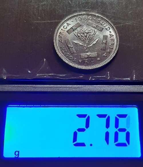 ** MINT : 1964 South Africa Silver 5 Cent Coin (Uncirculated) #1 **