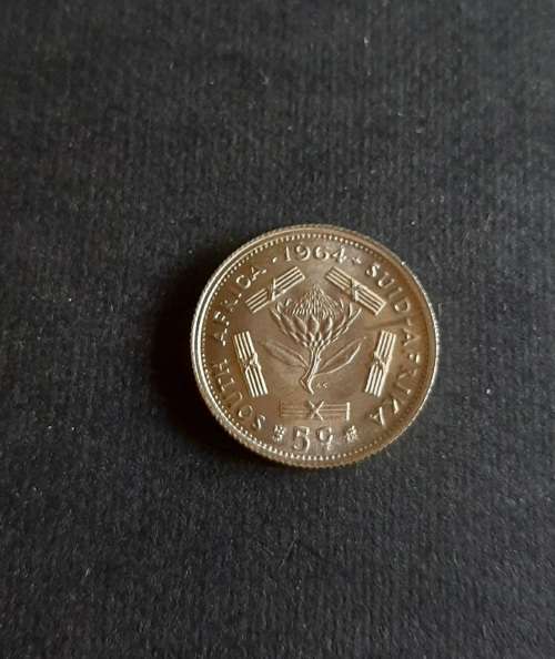 ** MINT : 1964 South Africa Silver 5 Cent Coin (Uncirculated) #3 **