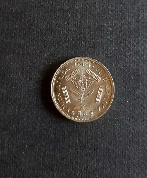 ** MINT : 1964 South Africa Silver 5 Cent Coin (Uncirculated) #3 **