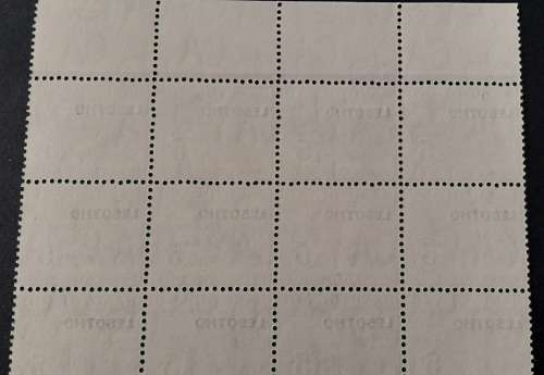 ** 1966 Basutoland Grey 5c Postage Due Lesotho Overprint Mint Block Sheet x16 Stamps.**