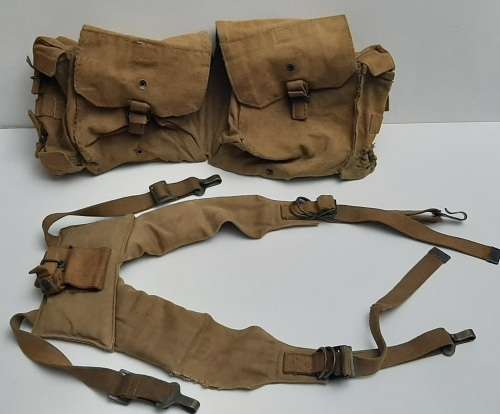 ** Rhodesian Bush War:  Patt.64 Webbing Yoke and Kidney Pouches (Field Used State).**