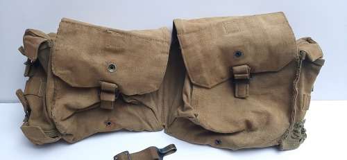 ** Rhodesian Bush War:  Patt.64 Webbing Yoke and Kidney Pouches (Field Used State).**
