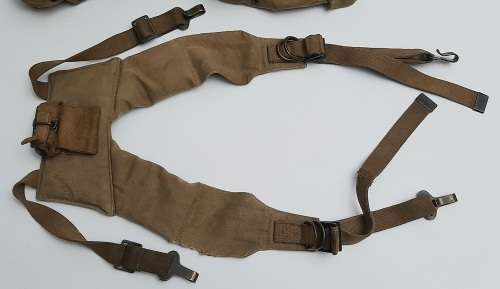 ** Rhodesian Bush War:  Patt.64 Webbing Yoke and Kidney Pouches (Field Used State).**