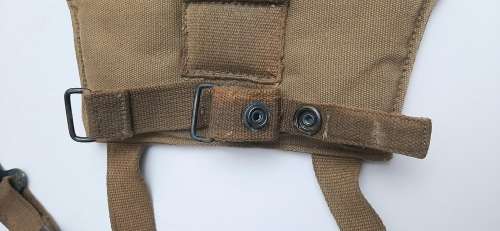** Rhodesian Bush War:  Patt.64 Webbing Yoke and Kidney Pouches (Field Used State).**