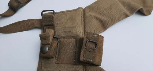 ** Rhodesian Bush War:  Patt.64 Webbing Yoke and Kidney Pouches (Field Used State).**