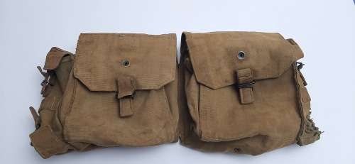 ** Rhodesian Bush War:  Patt.64 Webbing Yoke and Kidney Pouches (Field Used State).**