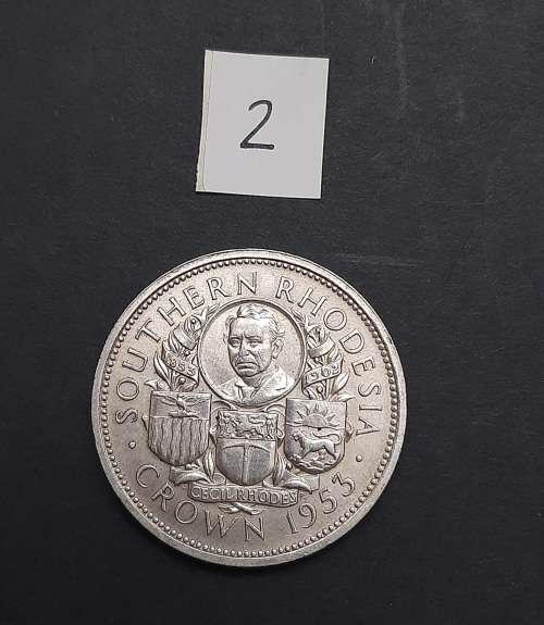 ** 1953 Southern Rhodesia (Rhodes Centenary) Silver 5 Shilling Coin #2  (VF).**