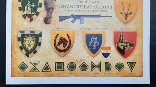 ** SADF Infantry Battalions (1966-1989) Insignia Poster on Cardboard (30cm x 21cm).**