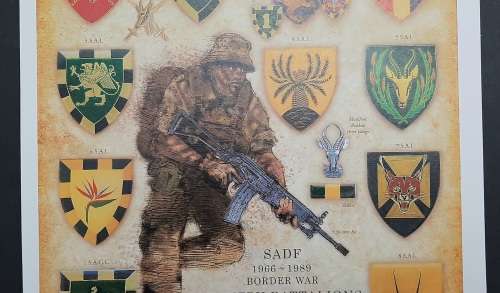 ** SADF Infantry Battalions (1966-1989) Insignia Poster on Cardboard (30cm x 21cm).**