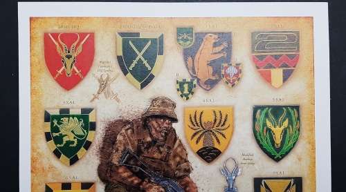 ** SADF Infantry Battalions (1966-1989) Insignia Poster on Cardboard (30cm x 21cm).**