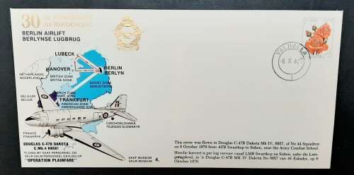 ** 30th Anniversary Berlin Airlift : South African Air Force FDC w/ Insert (6299 of 10 000).**