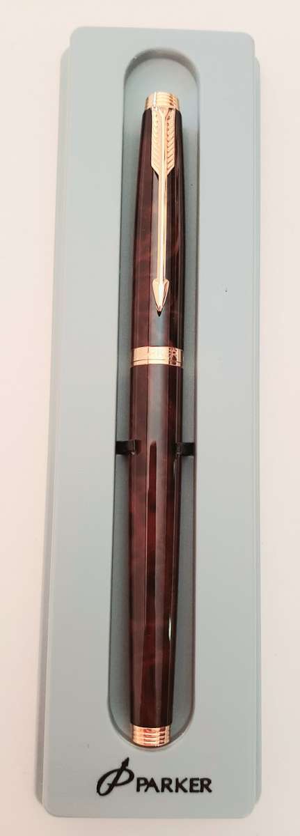 ** Vintage `Tortoise Shell` Parker Pen w/ 14K Gold Nib (585) and Case **