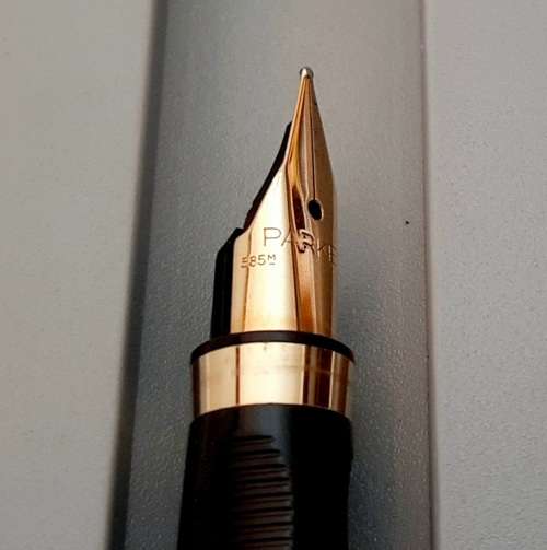 ** Vintage `Tortoise Shell` Parker Pen w/ 14K Gold Nib (585) and Case **