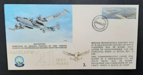 ** South African Air Force: 35 Squadron FDC w/ Original Photo of Pilot Major De Klerk .**