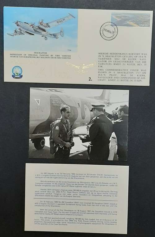** South African Air Force: 35 Squadron FDC w/ Original Photo of Pilot Major De Klerk .**