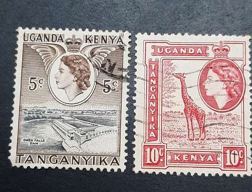 ** 1954 Kenya, Uganda & Tanganyika QEII Stamps x5 (USED).**