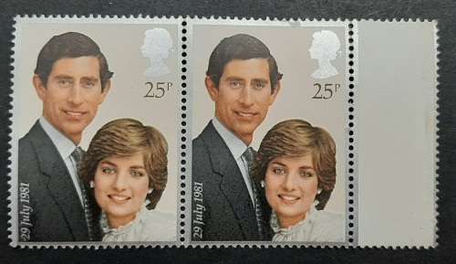 ** 1981 Great Britain Royal Wedding 25P Stamp Pair Marginal (MINT).**