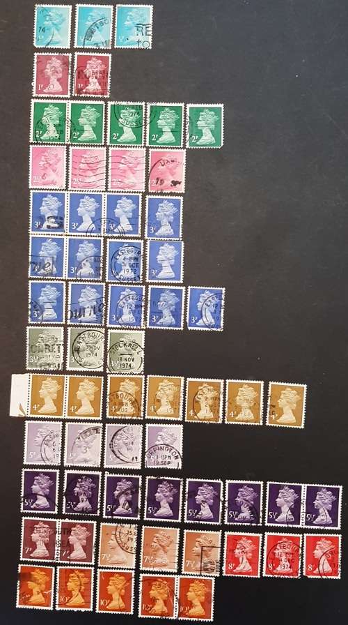 ** 1974 Great Britain QEII Definitives Stamps x62 (USED).**