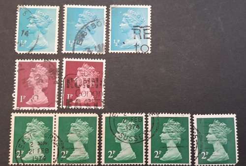 ** 1974 Great Britain QEII Definitives Stamps x62 (USED).**