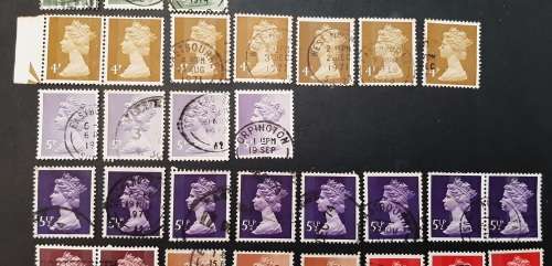 ** 1974 Great Britain QEII Definitives Stamps x62 (USED).**