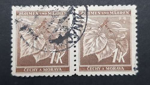 ** 1940 German Occupied Bohemia & Moravia 1K Stamp Pair (USED).**