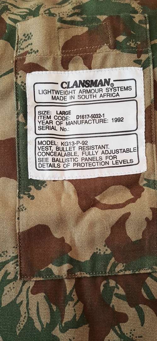 ** Pre-1994 S.A.P Second Patt. Camouflage Bullet Proof Vest Cover ( LARGE )  **